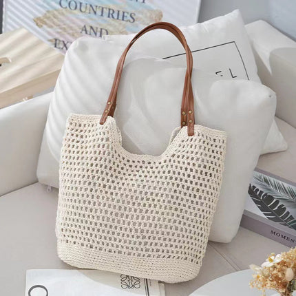 2026 New Style Single-Shoulder Beach Bag, Lazy Style Cotton Woven Bag, Internet Celebrity Style, Yunnan Travel Straw Woven Bag
