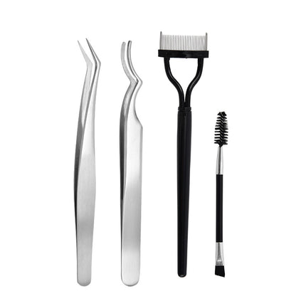 Beginner's False Eyelash Tweezers, Eyelash Artist's Eyelash Grafting Tools, Stainless Steel Tweezers, Precision Eyelash Beauty Tool Set