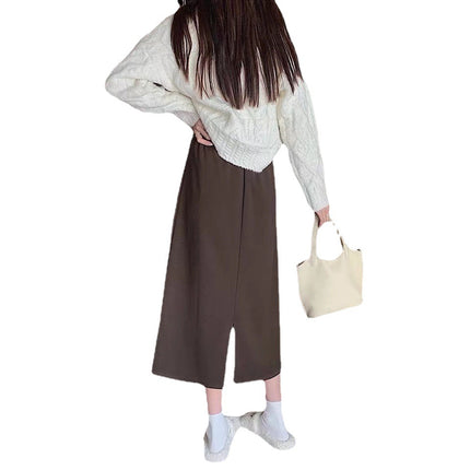 New high waist slimming A hip skirt 20 skirt women split 23 words plus size woolen autumn and winter chubby girl mid-length