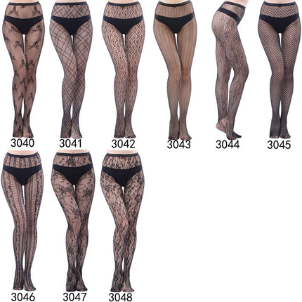 Factory In-Stock European and American Style Pantyhose, Summer Fishnet Stockings, Fashionable Girls' Sexy Patterned Jacquard Lace Hollow-Out Retro