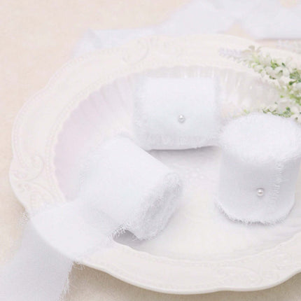 Ins Hand-Torn Raw Edge Ribbon Bouquet Satin Ribbon Ribbon Dried Rose Wedding Flowers Tied Chiffon Lace