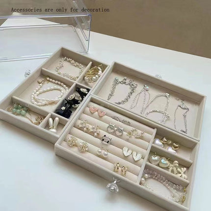 Jewelry Box Flannel Multi-layer Large Capacity Bracelet Necklace Earrings Ring Jewelry Jewelry Storage Box