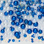 3-10mm flatback pearl resin rhinestones mixed assortment, 30g/pack / Semi-round pearl mixed blue and white ab series—w