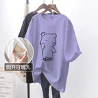 Purple# Hand Covered Pencil Bear# Black Figure [Side Opening Breastfeeding]] / M
