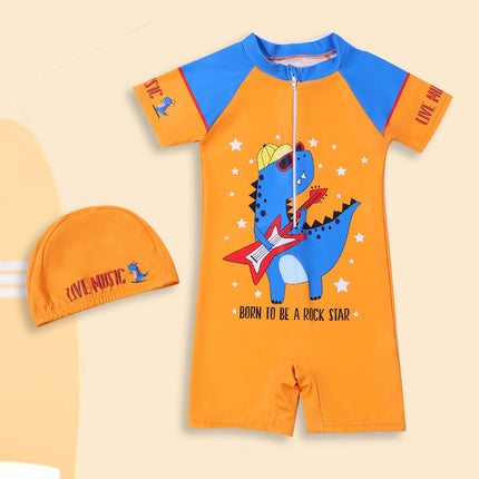 Children's Swimsuit One-piece Boy's Dinosaur Korean Style Baby Baby Hot Spring Quick-drying New Large Cute Sunscreen Swimsuit