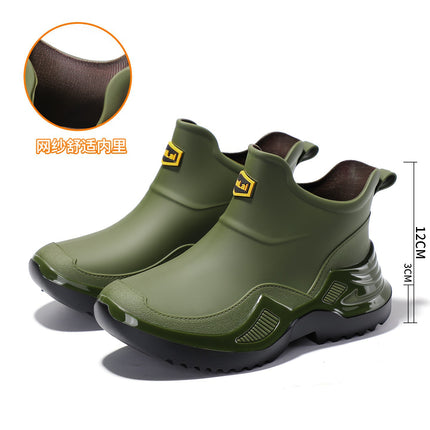 Spring and Autumn Trendy Cool Fashionable Men's Short Rain Boots Sports Men's Waterproof Rubber Shoes Thickened and Widened Non-Slip Men's Foreign Trade Rain Boots