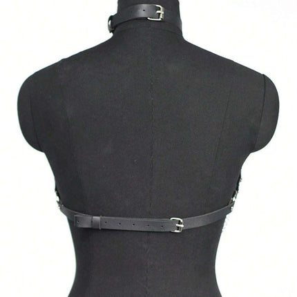 New Cross-Border European and American Sexy Concave Shape Chest Chain Sexy Collar Chain Leather Restraint Nightclub Clothing Accessories