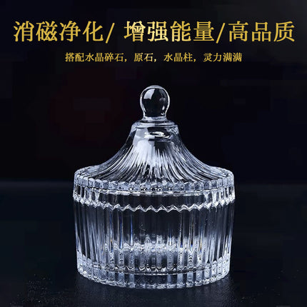 Natural Crystal Purification Degaussing Bowl White Crystal Degaussing Stone Gravel Container Yushou Salt Ware Gem Glass