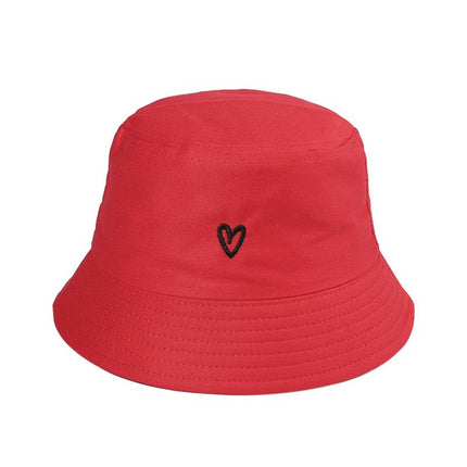 Cross-Border Amazon Love Embroidered Cotton Fisherman Hat for Girls, Outdoor Leisure Sunshade, Personalized Style, Fashionable and Small Face
