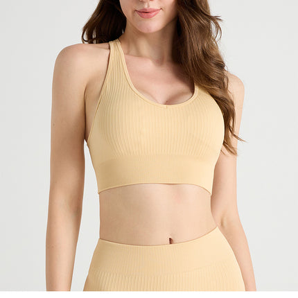Cross-Border Threaded Yoga Clothing Sports Suit, High-End Women's Wearable Seamless Training Quick-Drying Running Fitness Clothing