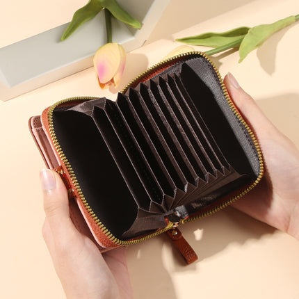European and American Simple Wallet Women's Short Retro Hong Kong Style All-match Large Capacity Multi-card Zipper Change Card Bag All-in-one Bag