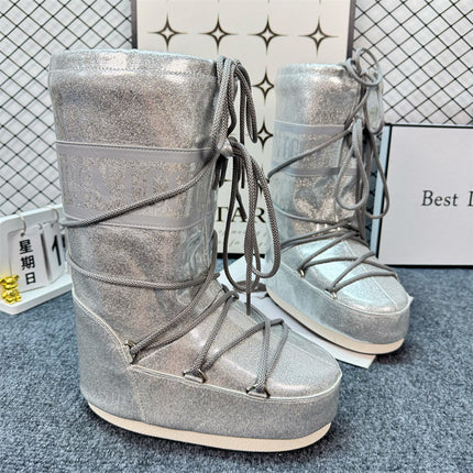 Celebrity Style Thick-Soled Colorful Moon Boots 2025 Winter New Long Ski Boots Warm Anti-Ski Boots for Women