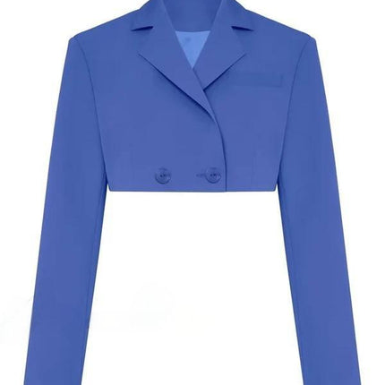 Ins Amazon Hot Selling Women's Two-Piece Short Skirt Suit Double-Breasted Short Suit Jacket Pleated Mini Skirt