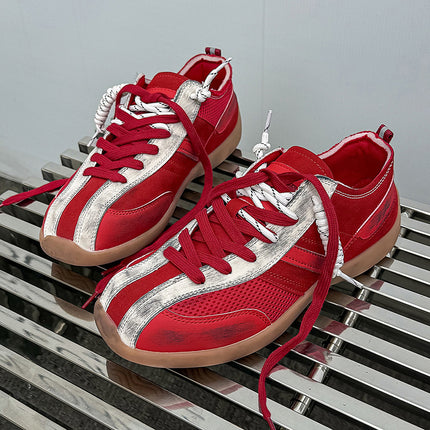 Red Racing Training Shoes for Women, New Mesh Breathable Men's Running Shoes, Sports Casual Shoes, Apple Shoes, Leather Ac07