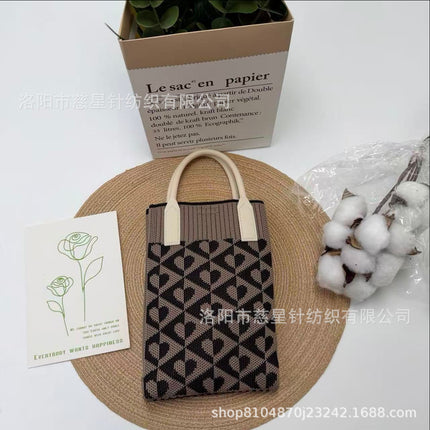 Girl's Heart-Shaped Knitted Crossbody Bag