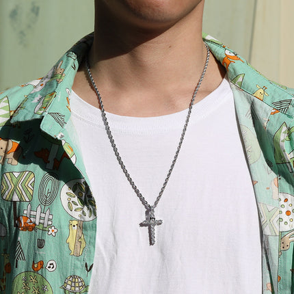 Cross-border new zircon cross necklace temperament cold fashion hip hop pendant jewelry factory wholesale