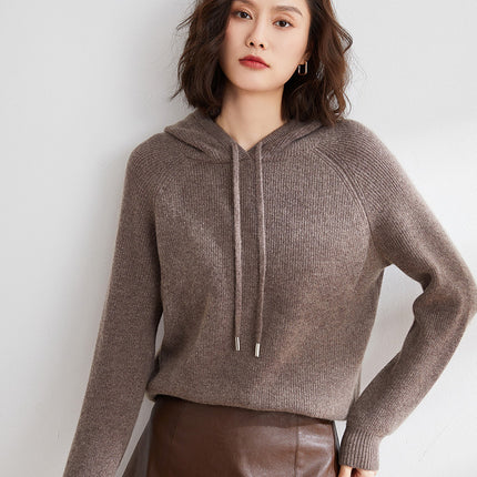 Hooded Knit Sweater for Women 2025 Autumn and Winter New Loose Cable Knit Hooded Sweatshirt Thickened Casual Sweater Base Layer