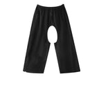 Side zipper non-covering cropped pants black / M 80 to 50kg