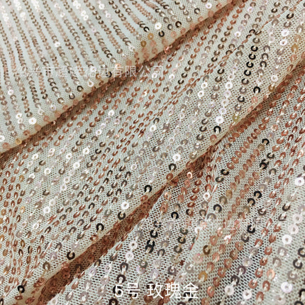 26 Colors in Stock 3mm Straight Strip Spandex Elastic Mesh Fabric Sequin Embroidery Fabric Dress Clothing Spring and Summer Sequin Fabric