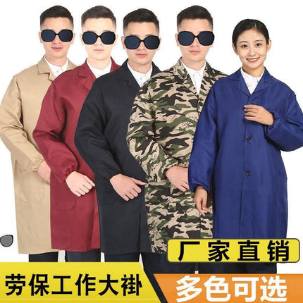 Blue Coat Work Clothes Men's and Women's Long-sleeved Denim Coat Wear-resistant Dust-proof Handling Warehouse Labor Protection Clothing Long Camouflage Clothing