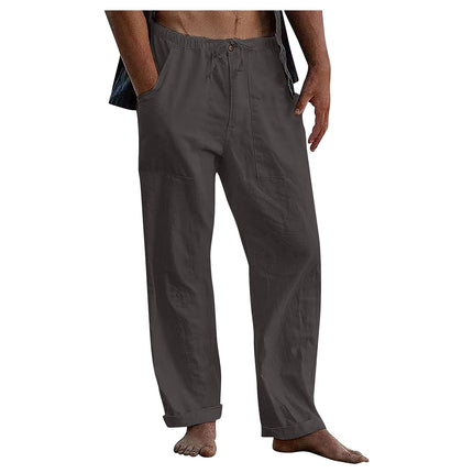 Cross-Border Men's Mint Green Linen Casual Pants, Loose Fit, Comfortable and Breathable, Simple Design for Everyday Use