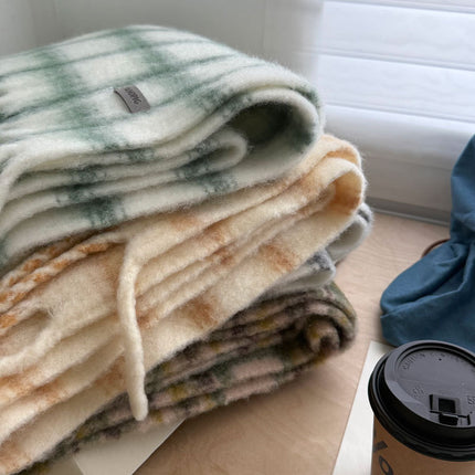 Cheese Cream Yellow ~ Autumn and Winter New Plaid Scarf for Women Winter Korean Style Ins High-End Versatile Warm Scarf Trend