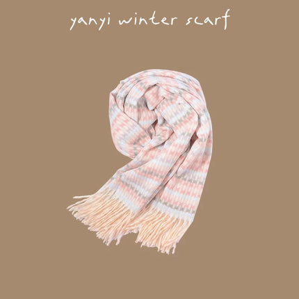 Imitation Cashmere Autumn and Winter Scarf Collection Plaid Scarf Women's Winter Thickeneded Warm Shawl Pure Color Student Scarf Cross-Border