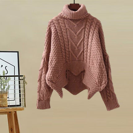 Autumn and Winter suit Women's 2024 New Design Sense High Neck Knitted Sweater Women's Covering Cross Slim Skirt Two-Piece Set