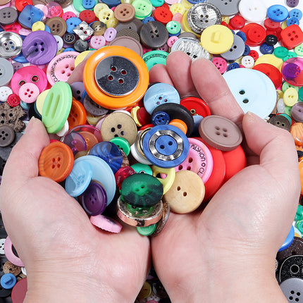 Resin round four eye color buttons handmade DIY mixed buttons making button painting button flower material bag
