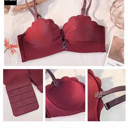 Jasmine Minor Japanese Style Seamless Comfortable Small Chest Gathered Underwear Women's Rimless Small Chest Large One-piece Bra