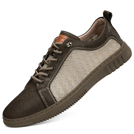 Summer Men's Hollow Board Shoes Fashionable Shallow Mouth Breathable Fly Woven Sneakers Flat Mesh Casual Thin Mesh Men's Shoes