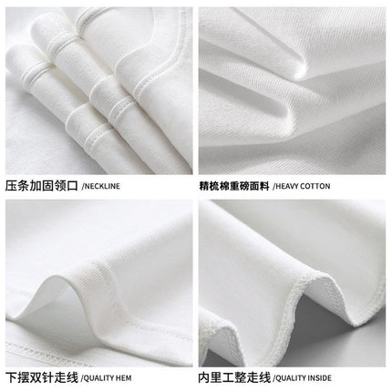 2026 Cotton Short-Sleeve T-Shirt for Men, Trendy Brand, Summer Hot Item, Hong Kong Style, Five-Quarter Sleeves, Trendy Simple Printed Top for Couples