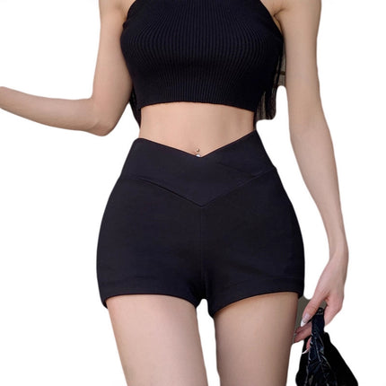 Black High-Waisted Yoga Shorts for Women, Summer Hot Girl Slim Fit Tight Hip A-Line Khaki Hot Pants