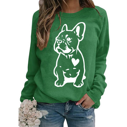 Foreign trade supply dog love printing round neck jacket sweater European size women's coat long sleeve cross-border autumn and winter leisure