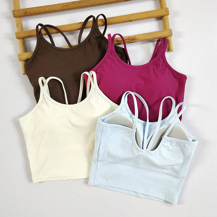Lulu's Same Sports Bra with Double Shoulder Straps, Fixed Cup, Beautiful Back Fitness Top, Women's Running Training Yoga Bra