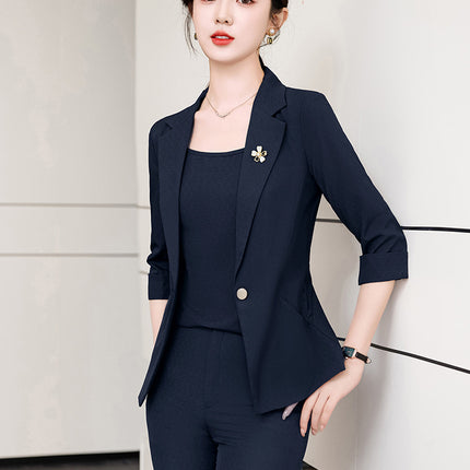 Pink Mid-Sleeve Suit for Women 2025 New Summer Thin Business Attire Elegant Beauty Salon Front Desk Work Clothes