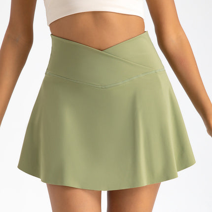Cross-border Nylon Sports Skirt Yoga Shorts Skirt Tennis Skirt Fitness Clothes Running Outdoor High Waist Yoga Clothes Women