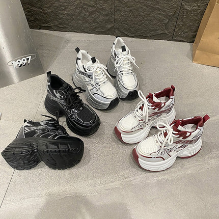 Dad Shoes for Women 2025 Spring and Summer New Fashion Mesh Shoes Casual Sports Shoes Versatile Thick Sole Inner Height Increasing Women's Shoes
