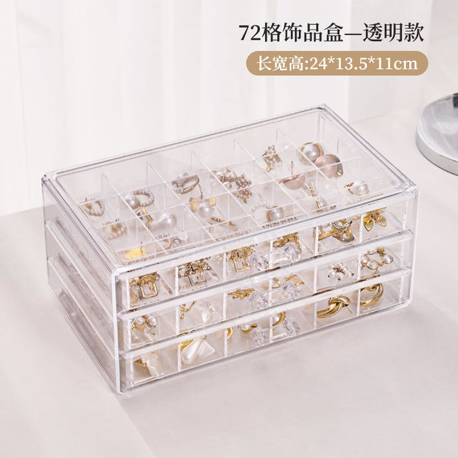 Transparent Jewelry Storage Box Multi-Layer Large-Capacity Ring Earrings Necklace Bracelet Household Internet Celebrity Drawer-Type Jewelry Box