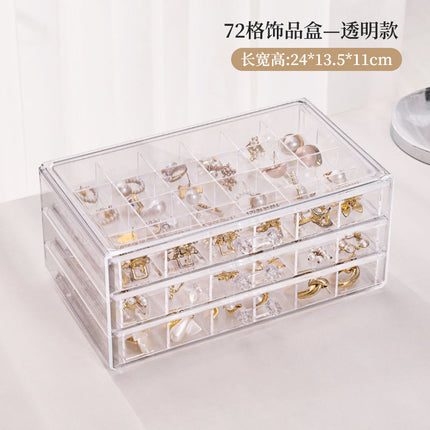 Transparent Jewelry Storage Box Multi-Layer Large-Capacity Ring Earrings Necklace Bracelet Household Internet Celebrity Drawer-Type Jewelry Box