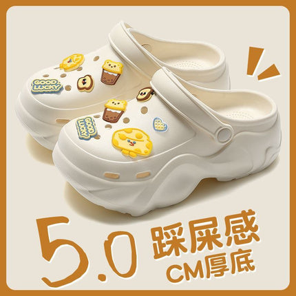 Thick-Soled Croc Shoes Women's Outerwear Summer 2025 New Beach Seaside Baotou Eva Sandals and Slippers Lightweight and Soft Elastic