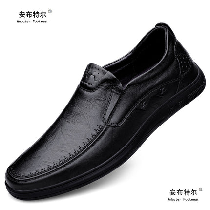 2026 Spring/Summer Men's Genuine Leather Shoes, All-Season Style, Top Layer Cowhide, Soft Leather, Soft Sole, Wear-Resistant Business Loafers