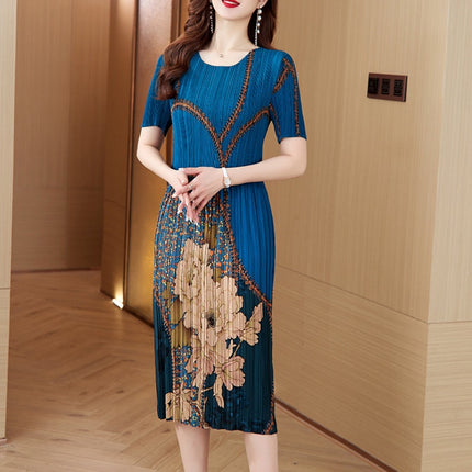 Miyake Pleated 2024 Summer New Style Chanel Style Flower High-grade Elegant Elegant Pleated Magic dress Women