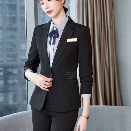 High-end professional suit women's spring and autumn fashion temperament goddess style suit formal wear sales department hotel front desk work clothes