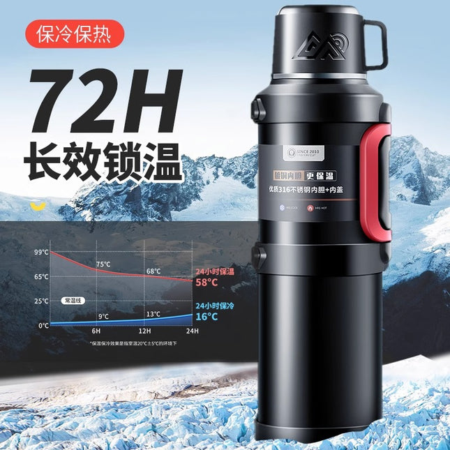 316 stainless steel outdoor thermos cup large capacity thermos pot with handle travel pot car sports double-layer water bottle