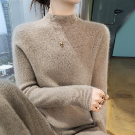 First-Line Garment Western Style Flower Pullover Soft Waxy Sweater Women's Autumn and Winter New Inner Knitted Base Shirt Slimming Age-Reducing