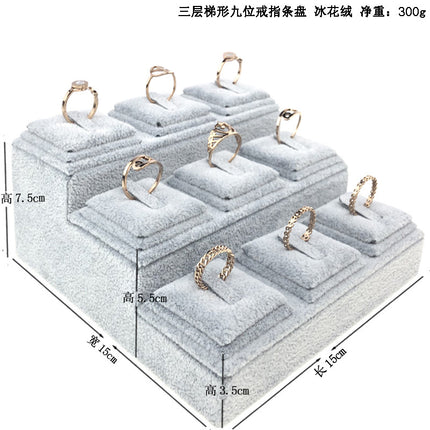 Yuanyiro Velvet Jewelry Three-Layer Ring Display Stand Earrings Jewelry Display Storage Silver Jewelry Thin Bracelet Tray