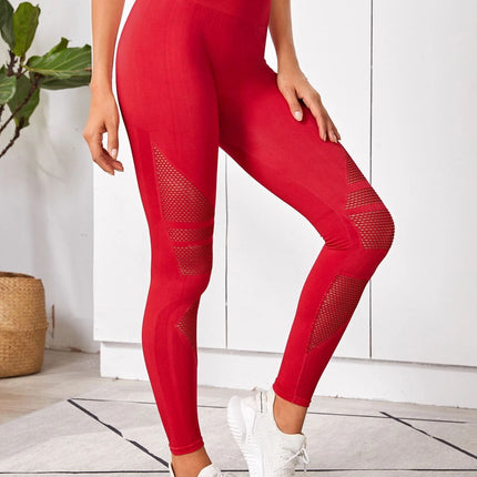 Amazon Cross-Border Yoga Casual Running Fitness Nine-Point Pants for Women Breathable Diamond Pattern Mesh Sports Leggings