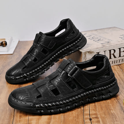 Amazon's Best-Selling New Summer Products, Large Size Hand-Stitched Casual Breathable Genuine Leather Toe-Cap Sandals and River Shoes