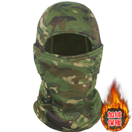 Camouflage Fleece-Lined Hood for Cycling, Dustproof, Men's Warm Fishing Mask, Face Covering, Face Protection, Windproof Hood, Winter